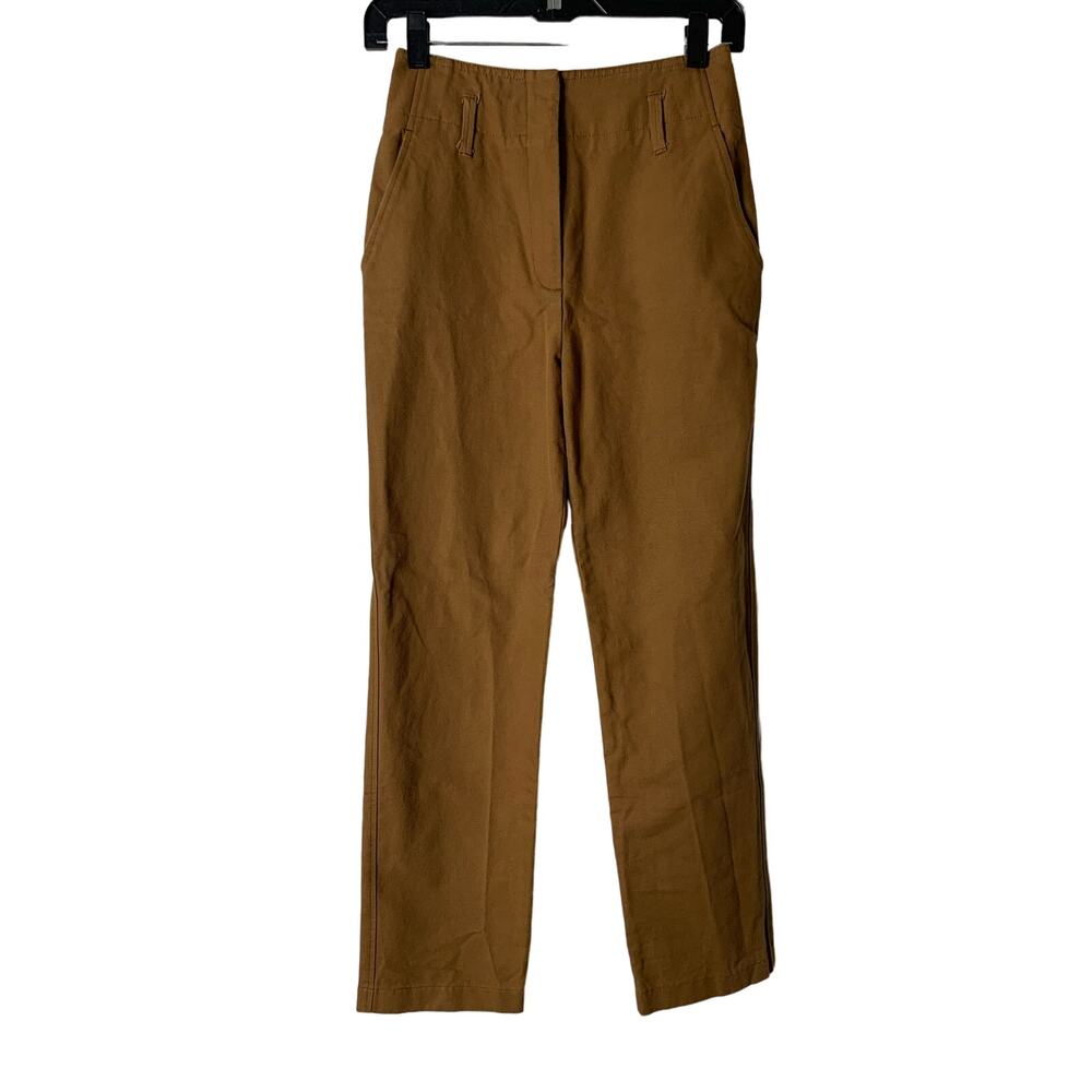 Sezane Utility Camel Brown Denim Straight Leg Pants